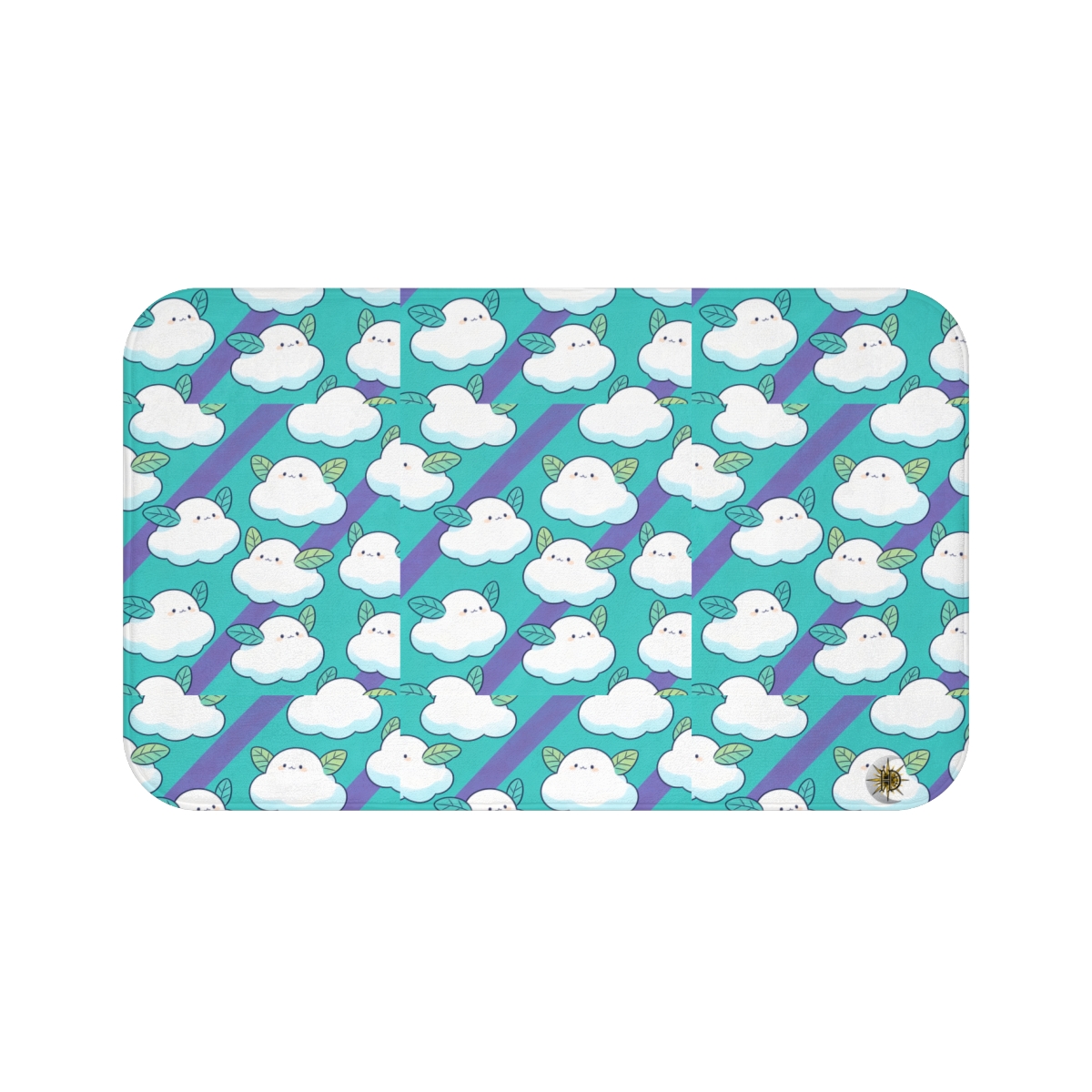 HD Azure Leafclouds Memory-Foam Bath Mat