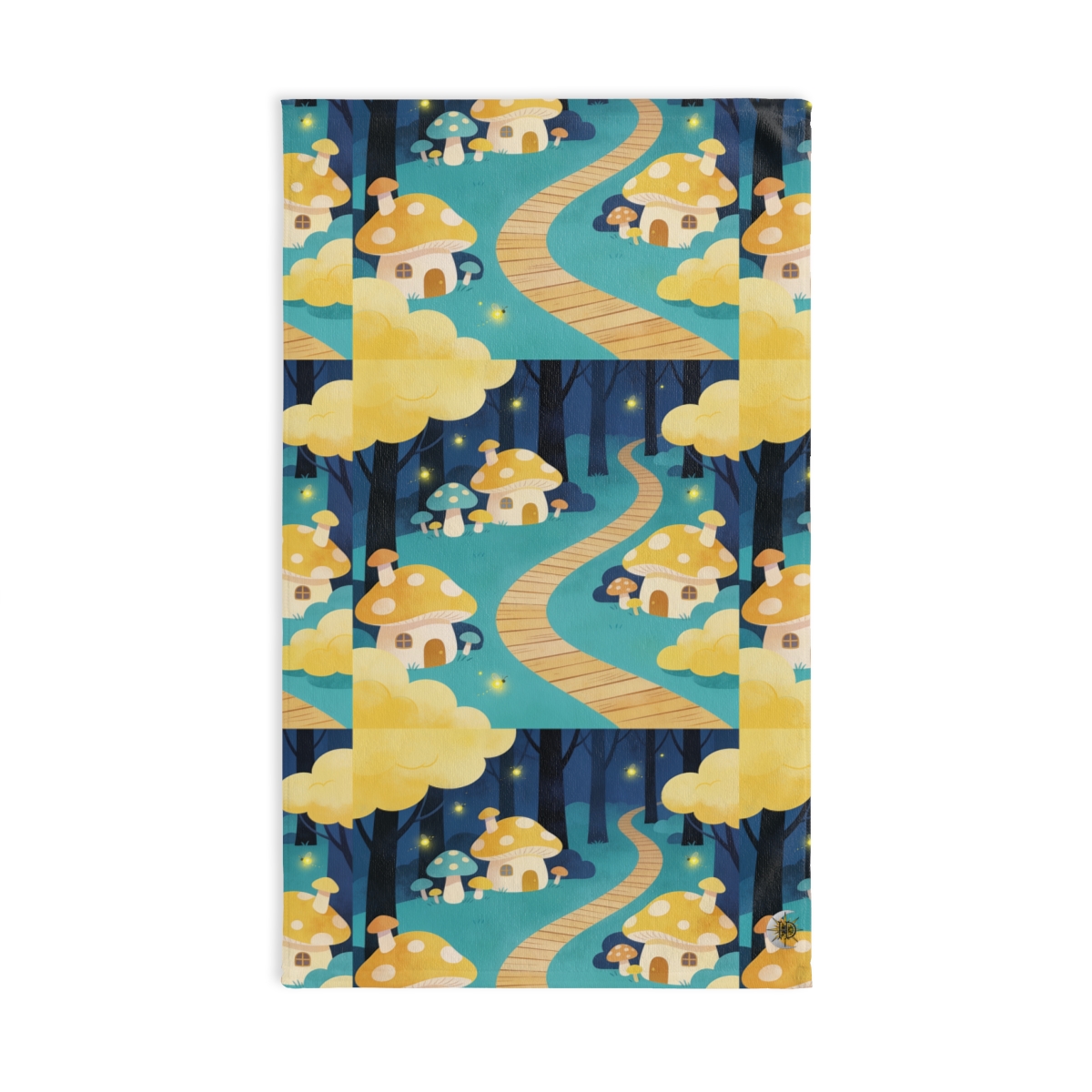 HD Golden Glow Village Printed Hand Towel