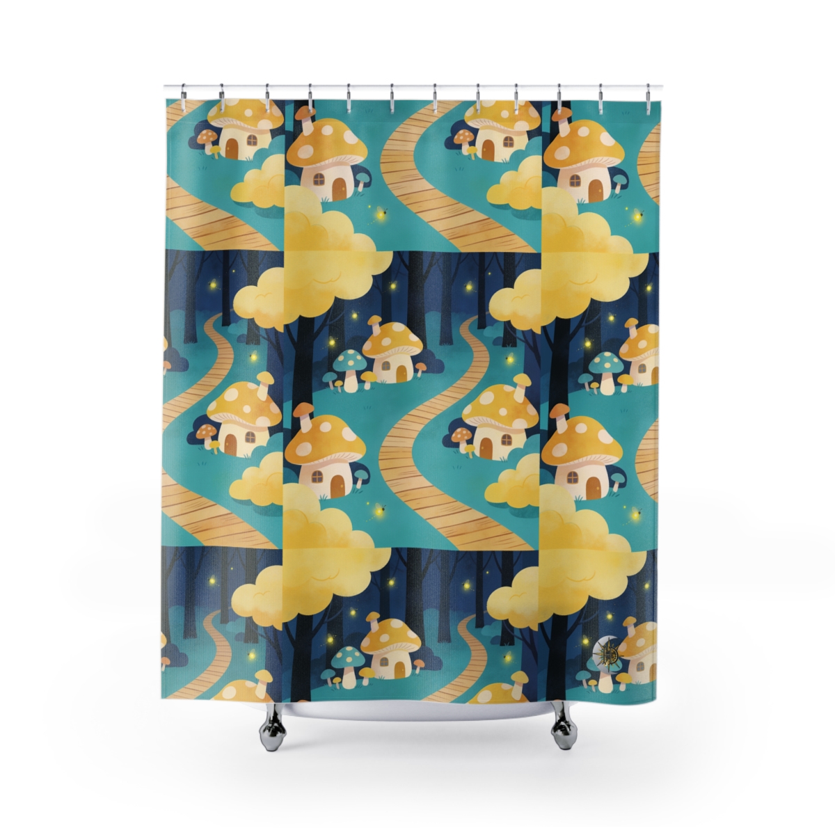 HD Golden Glow Village Shower Curtain