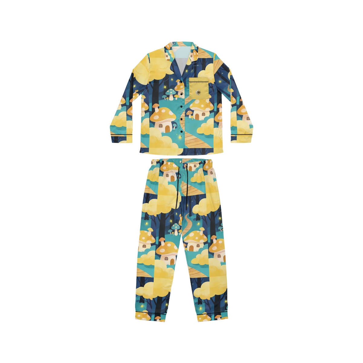 HD Golden Glow Village Women’s Satin Pajama Set