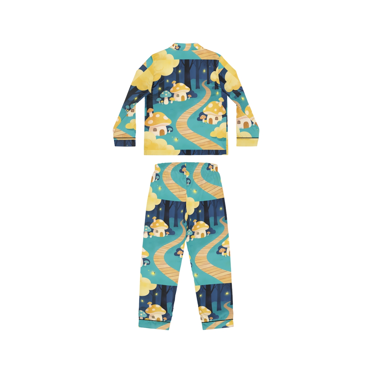 HD Golden Glow Village Women’s Satin Pajama Set — additional view