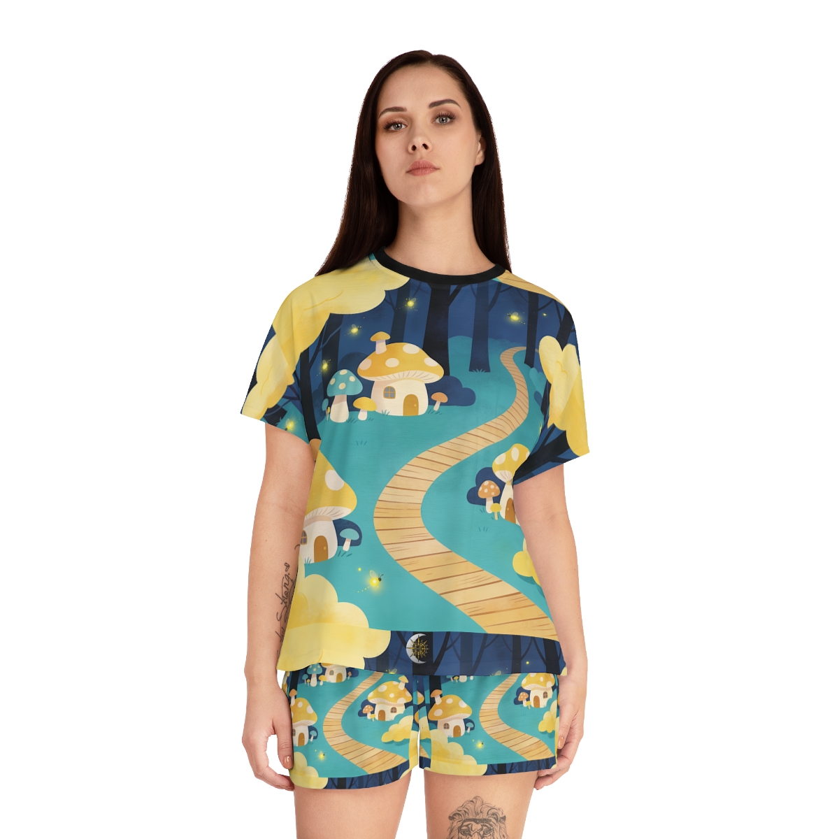 HD Golden Glow Village Women’s Short Pajama Set — additional view