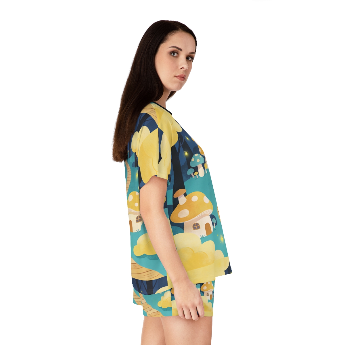 HD Golden Glow Village Women’s Short Pajama Set — additional view