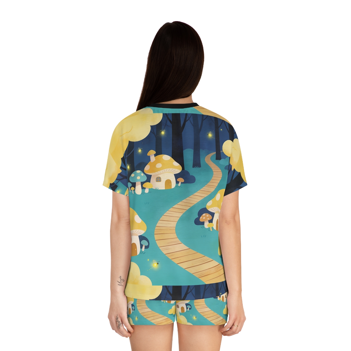 HD Golden Glow Village Women’s Short Pajama Set — additional view