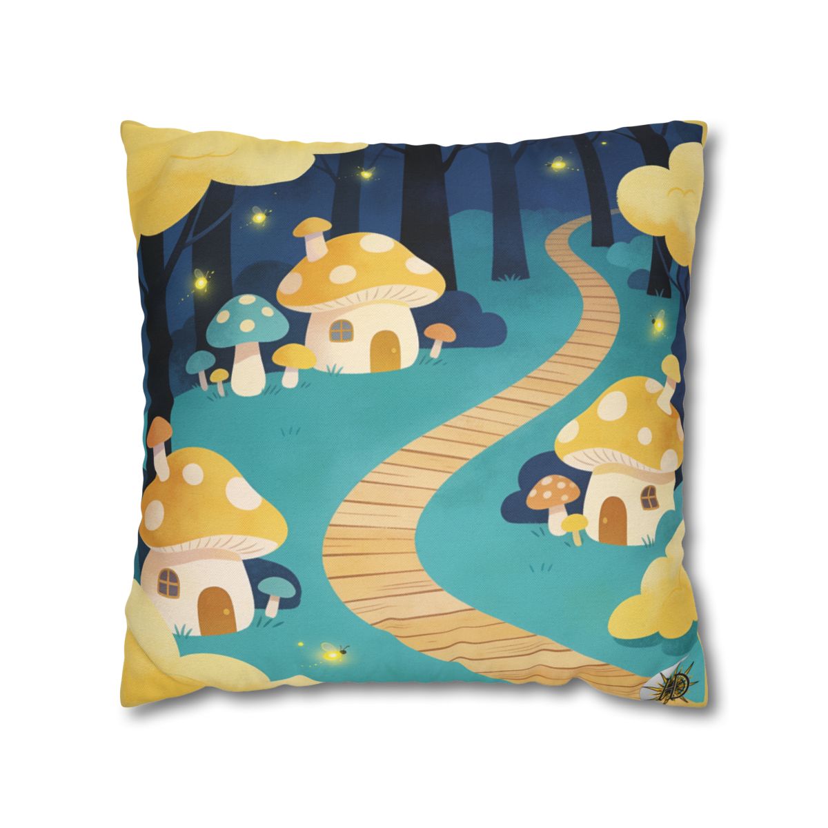 HD Golden Glow Village Square Polyester Pillow Cover — additional view