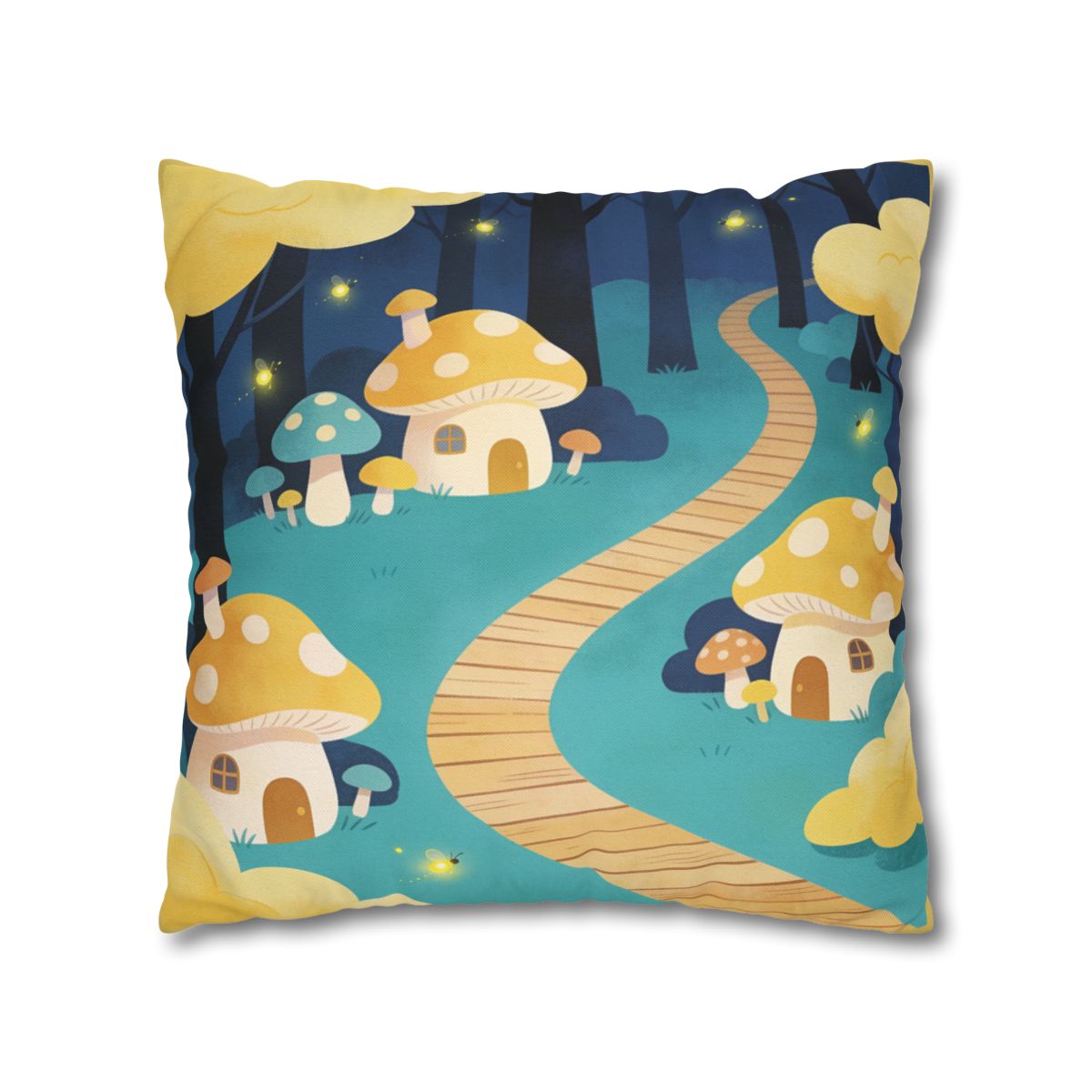 HD Golden Glow Village Square Polyester Pillow Cover — additional view