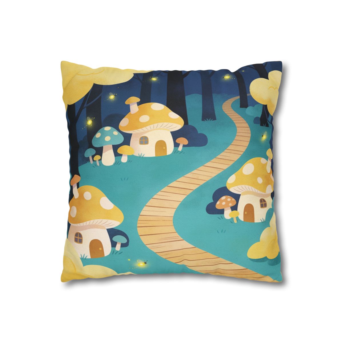 HD Golden Glow Village Square Polyester Pillow Cover — additional view