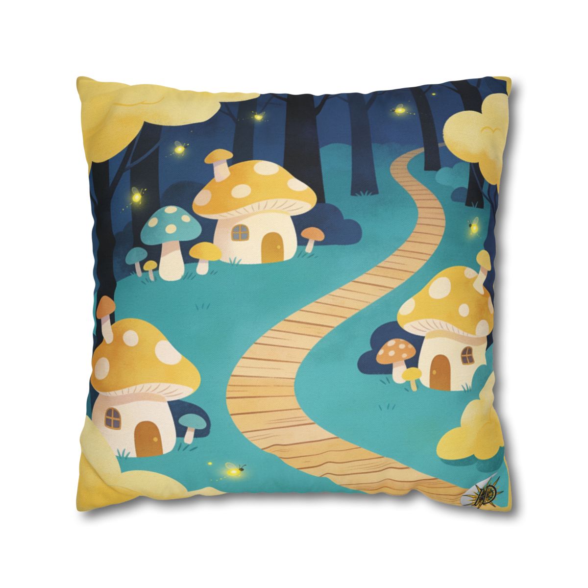 HD Golden Glow Village Square Polyester Pillow Cover — additional view