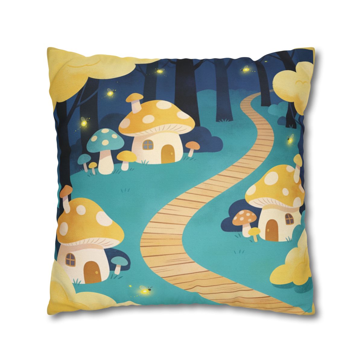 HD Golden Glow Village Square Polyester Pillow Cover — additional view
