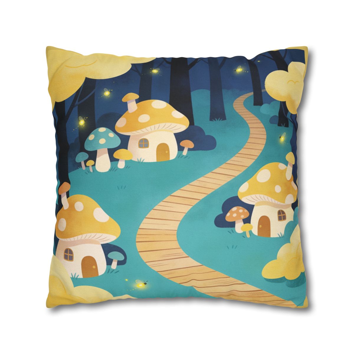 HD Golden Glow Village Square Polyester Pillow Cover — additional view
