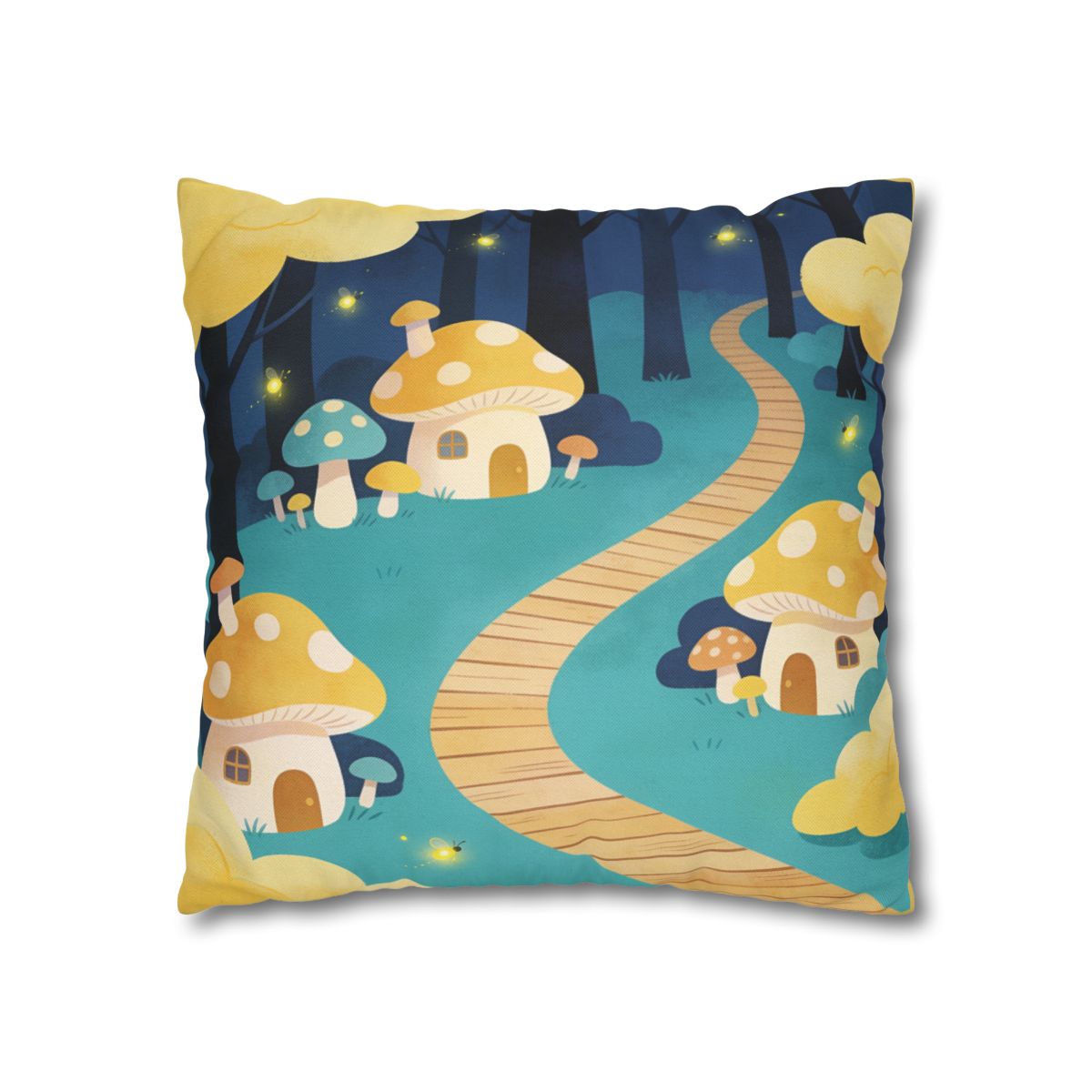 HD Golden Glow Village Square Polyester Pillow Cover — additional view