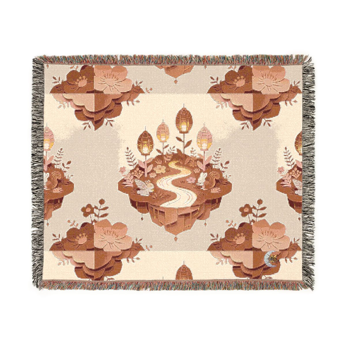 HD Amber Lantern Garden 100% Cotton Woven Blanket — additional view