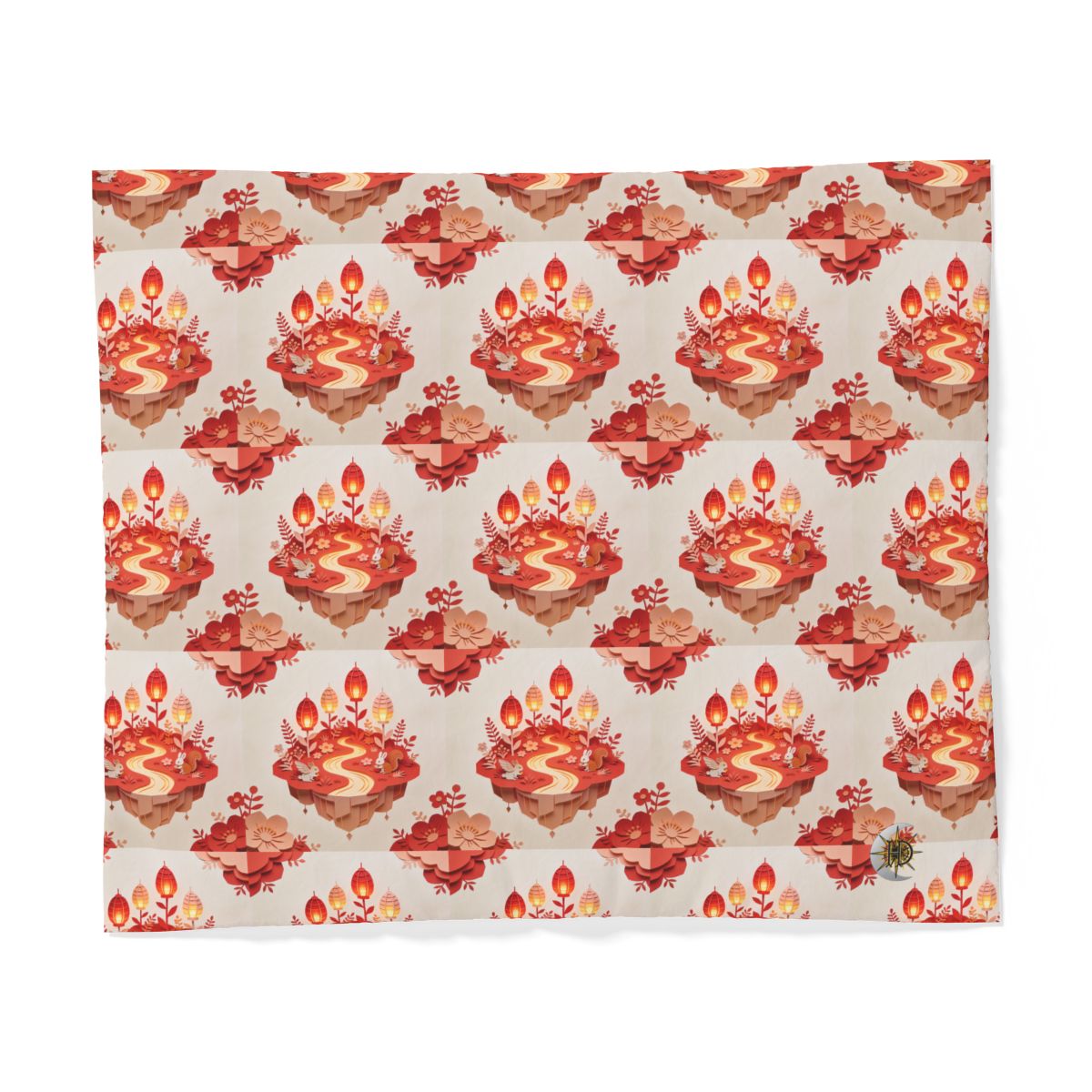 HD Amber Lantern Garden 100% Cotton Duvet Cover — additional view