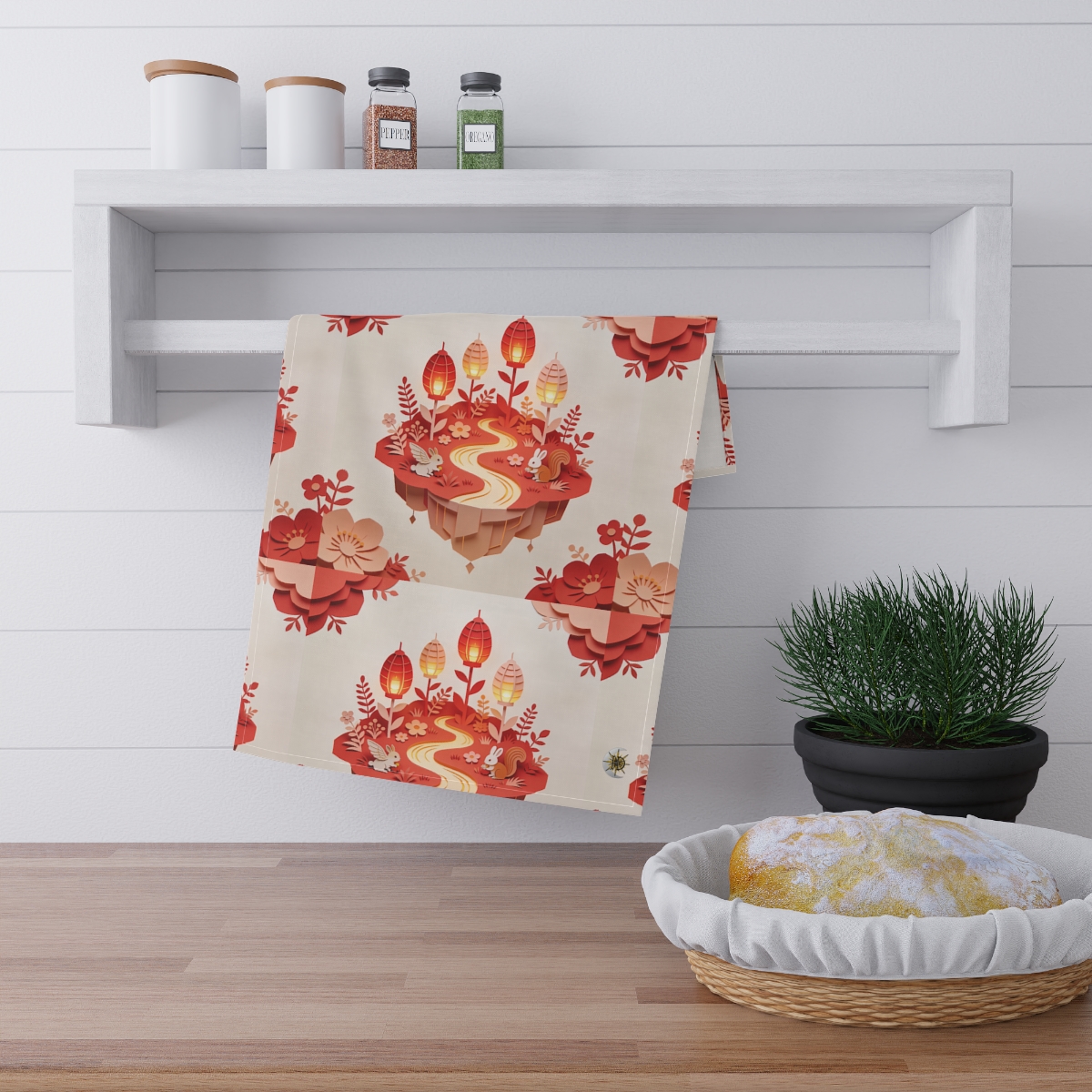 HD Amber Lantern Garden 100% Cotton Twill Tea Towel