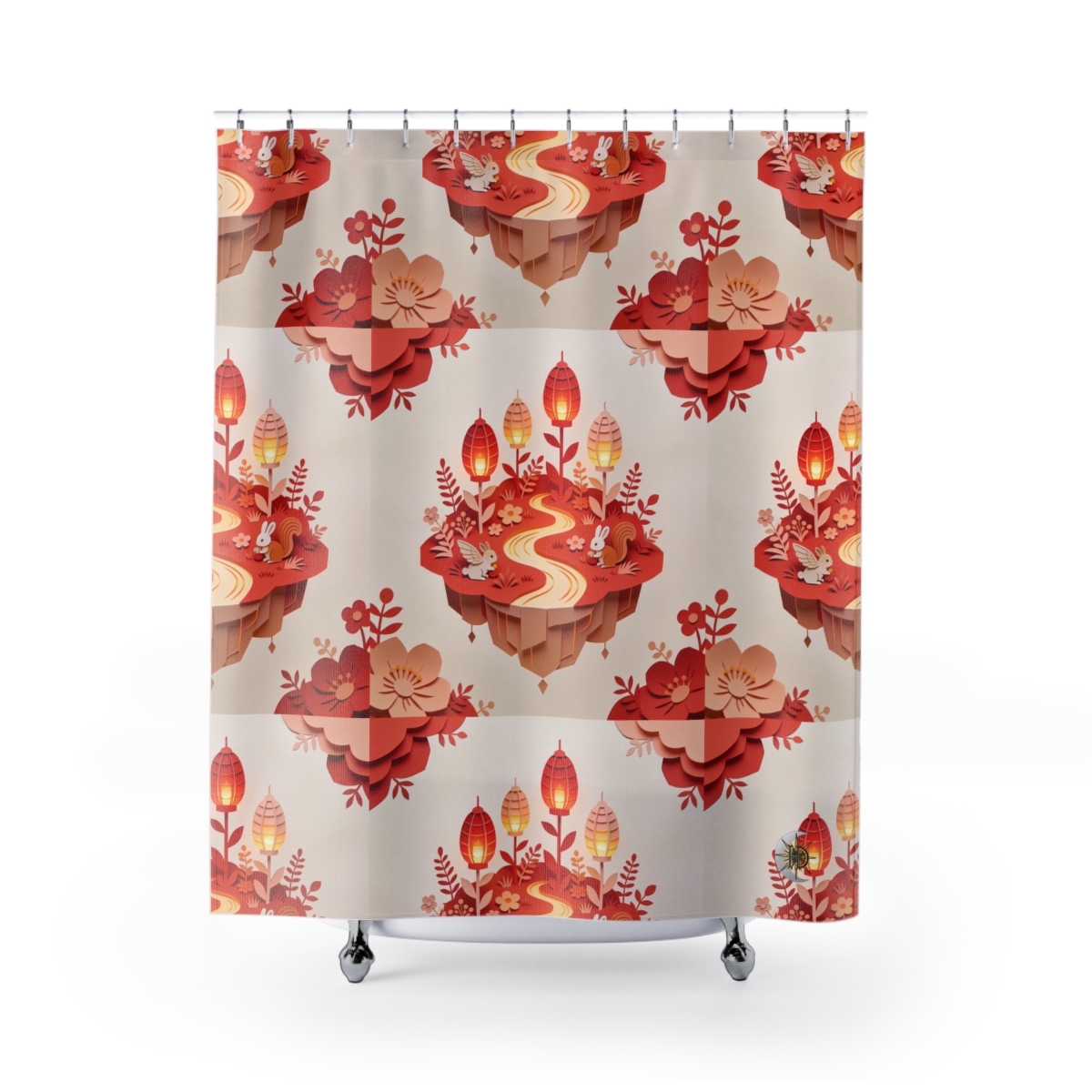 HD Amber Lantern Garden Shower Curtain