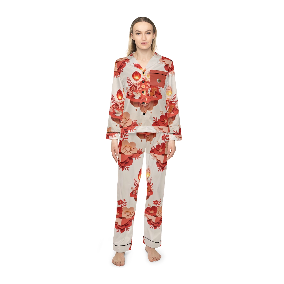HD Amber Lantern Garden Women’s Satin Pajama Set — additional view