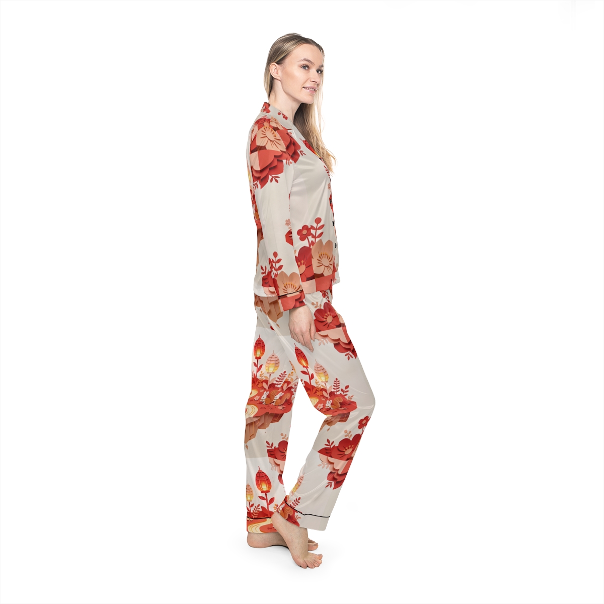 HD Amber Lantern Garden Women’s Satin Pajama Set — additional view