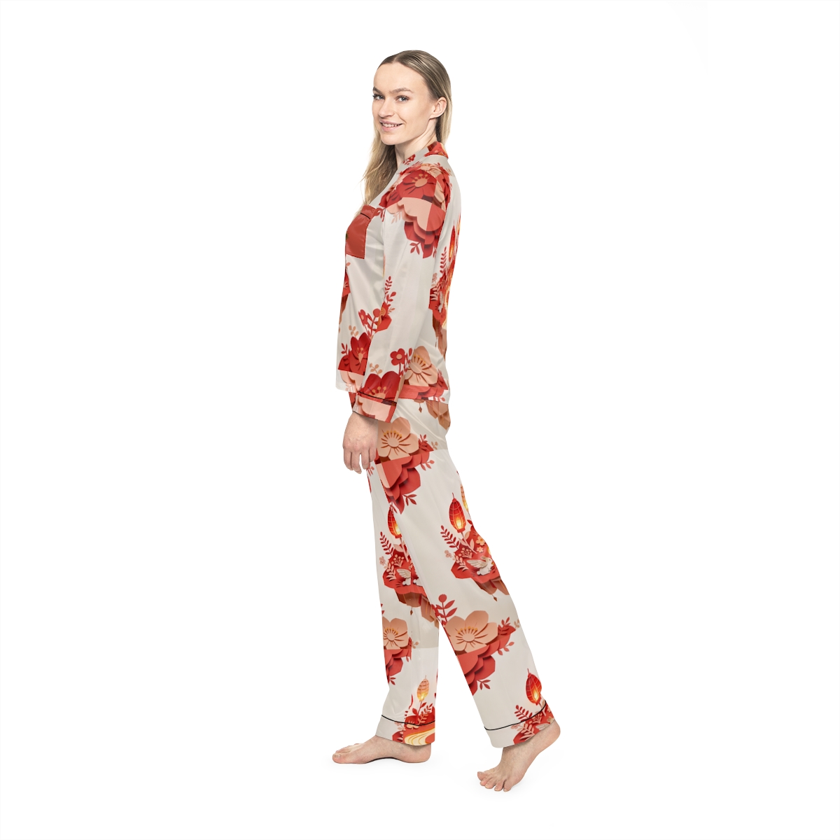 HD Amber Lantern Garden Women’s Satin Pajama Set — additional view