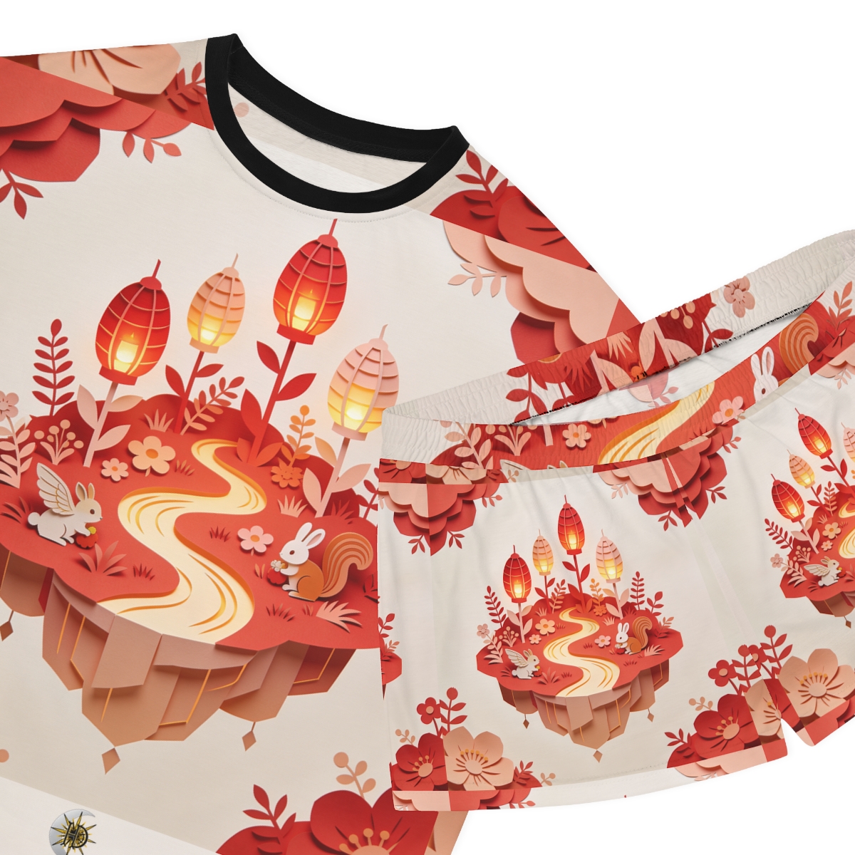 HD Amber Lantern Garden Women’s Short Pajama Set — additional view