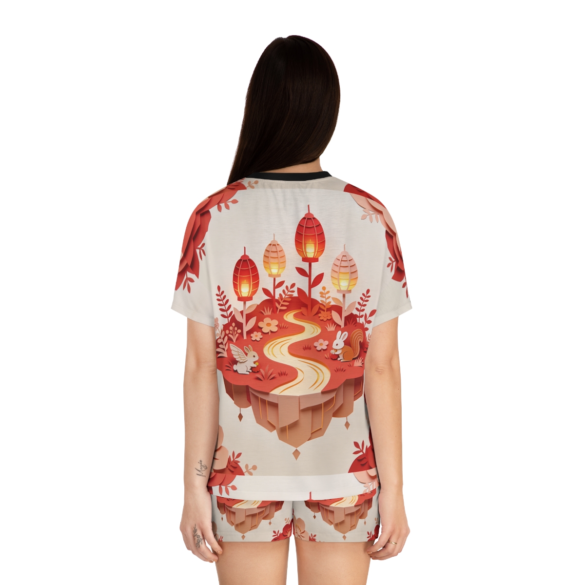 HD Amber Lantern Garden Women’s Short Pajama Set — additional view
