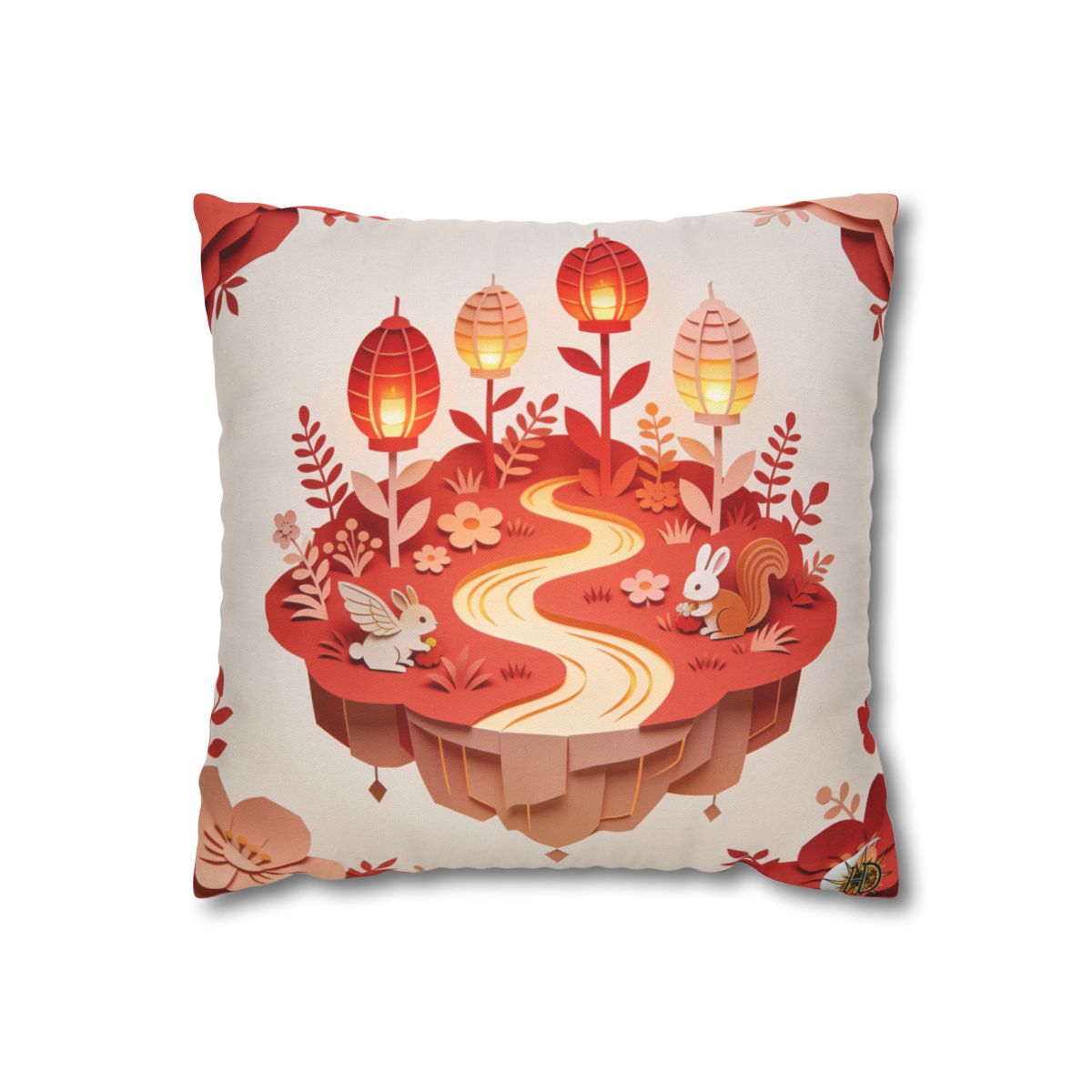 HD Amber Lantern Garden Square Polyester Pillow Cover
