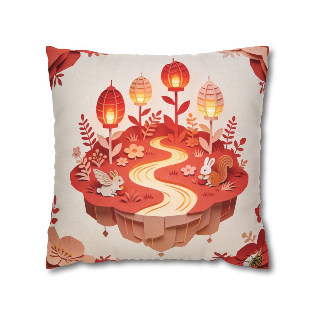 HD Amber Lantern Garden Square Polyester Pillow Cover — additional view