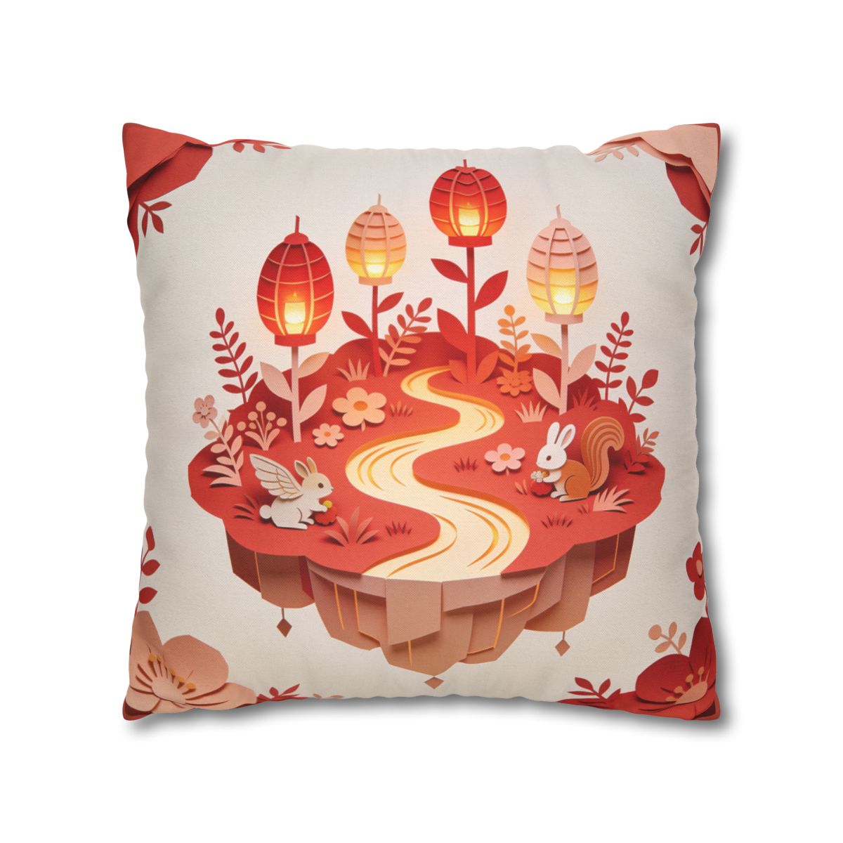 HD Amber Lantern Garden Square Polyester Pillow Cover — additional view