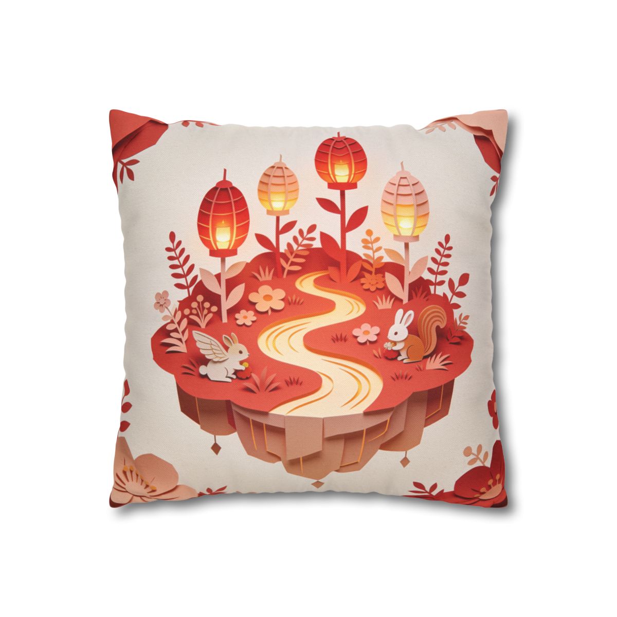 HD Amber Lantern Garden Square Polyester Pillow Cover — additional view