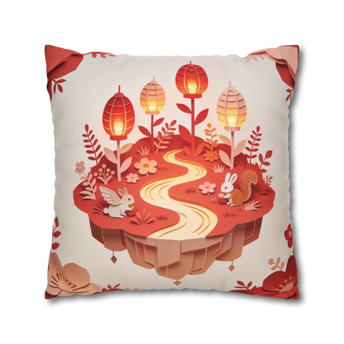 HD Amber Lantern Garden Square Polyester Pillow Cover — additional view