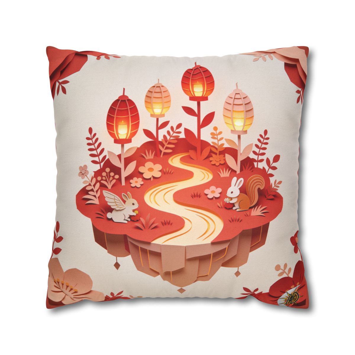 HD Amber Lantern Garden Square Polyester Pillow Cover — additional view