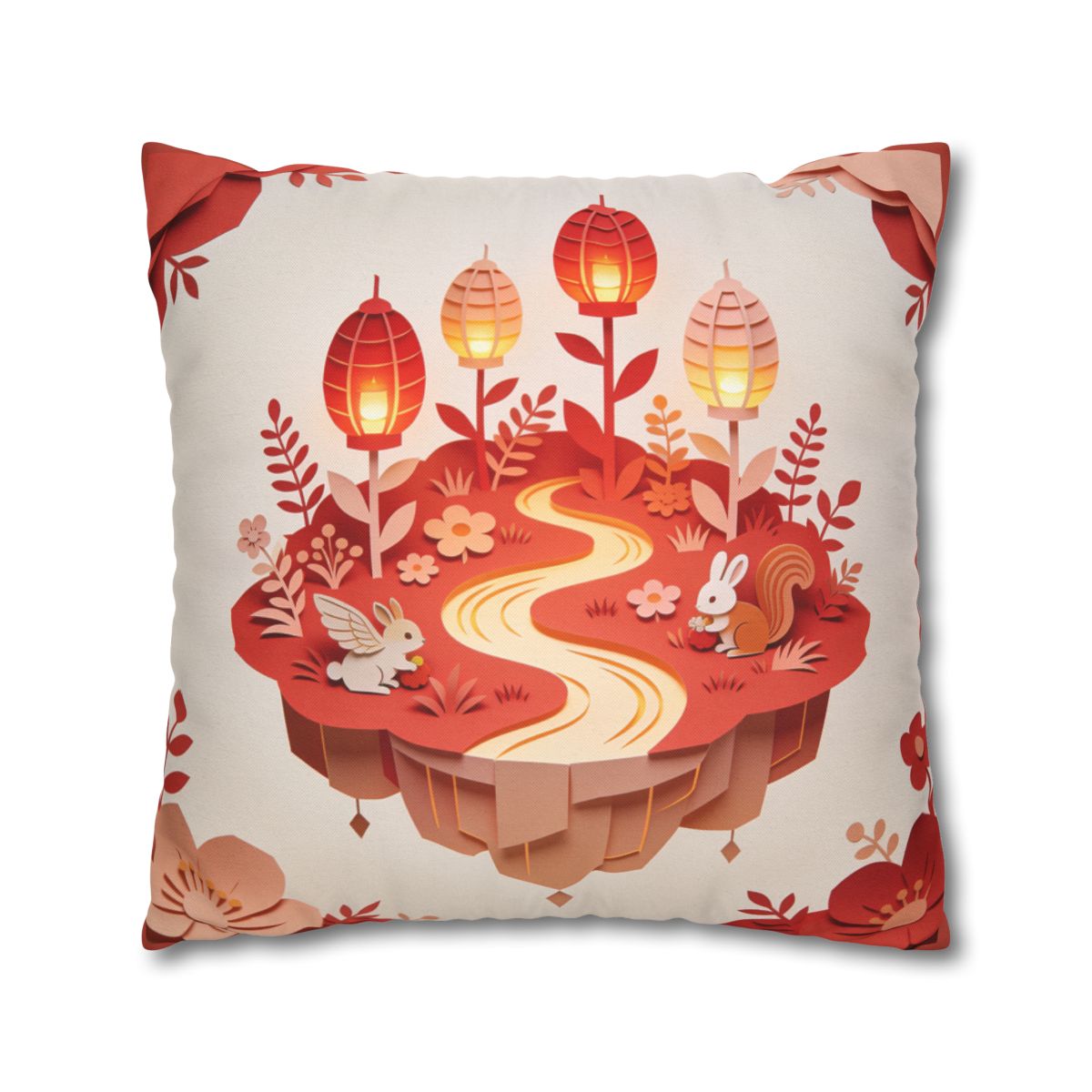 HD Amber Lantern Garden Square Polyester Pillow Cover — additional view