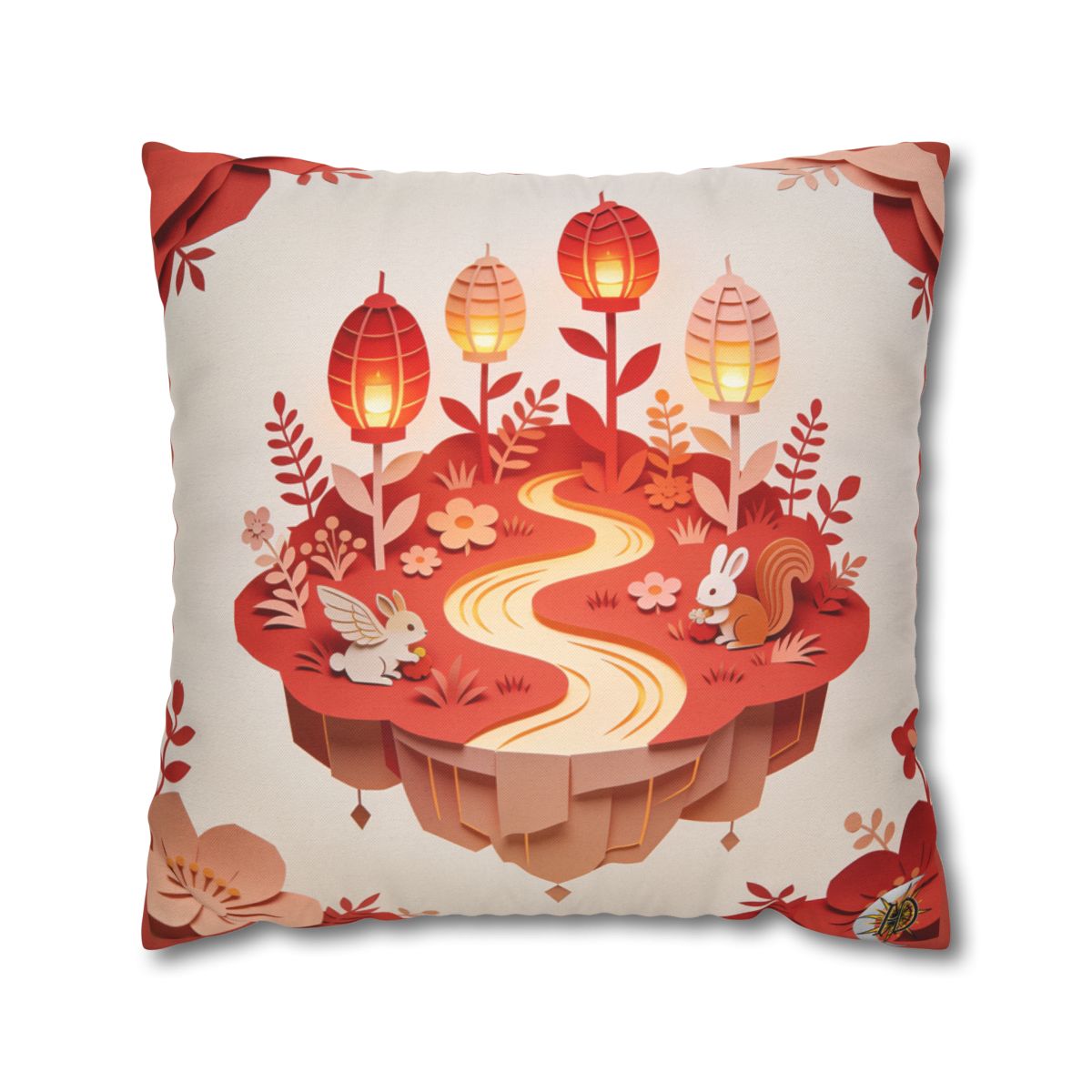 HD Amber Lantern Garden Square Polyester Pillow Cover — additional view