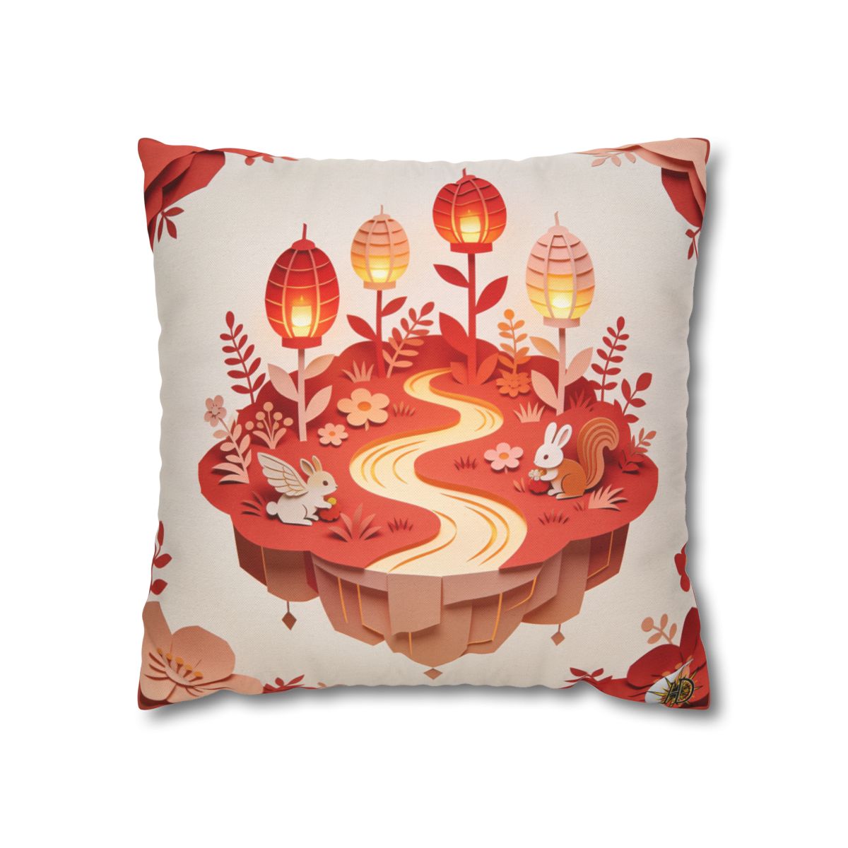 HD Amber Lantern Garden Square Polyester Pillow Cover — additional view