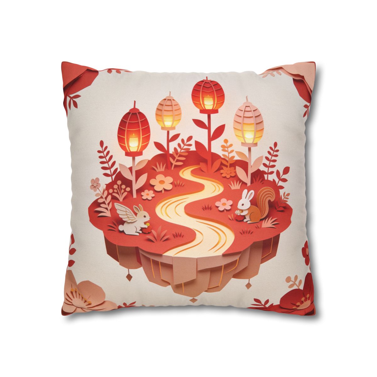 HD Amber Lantern Garden Square Polyester Pillow Cover — additional view