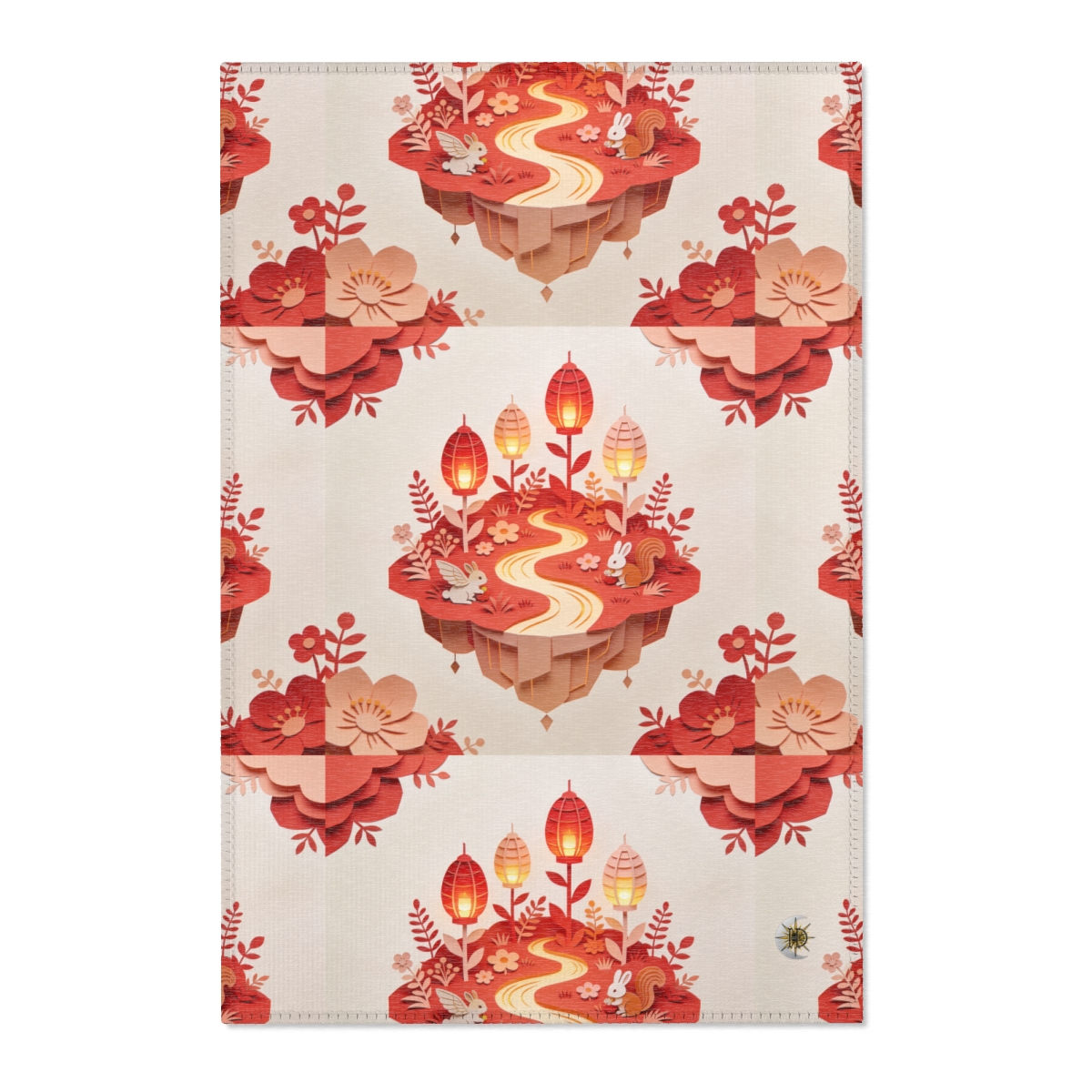 HD Amber Lantern Garden Polyester Chenille Area Rug