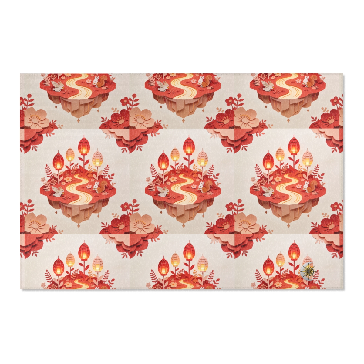 HD Amber Lantern Garden Polyester Chenille Area Rug — additional view