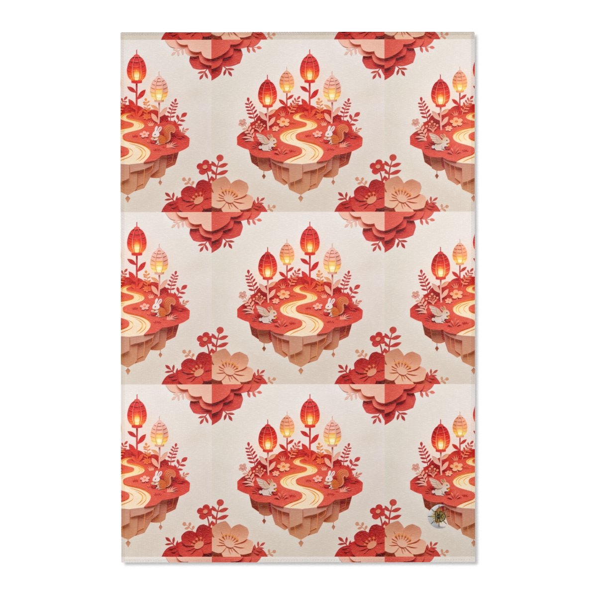 HD Amber Lantern Garden Polyester Chenille Area Rug — additional view