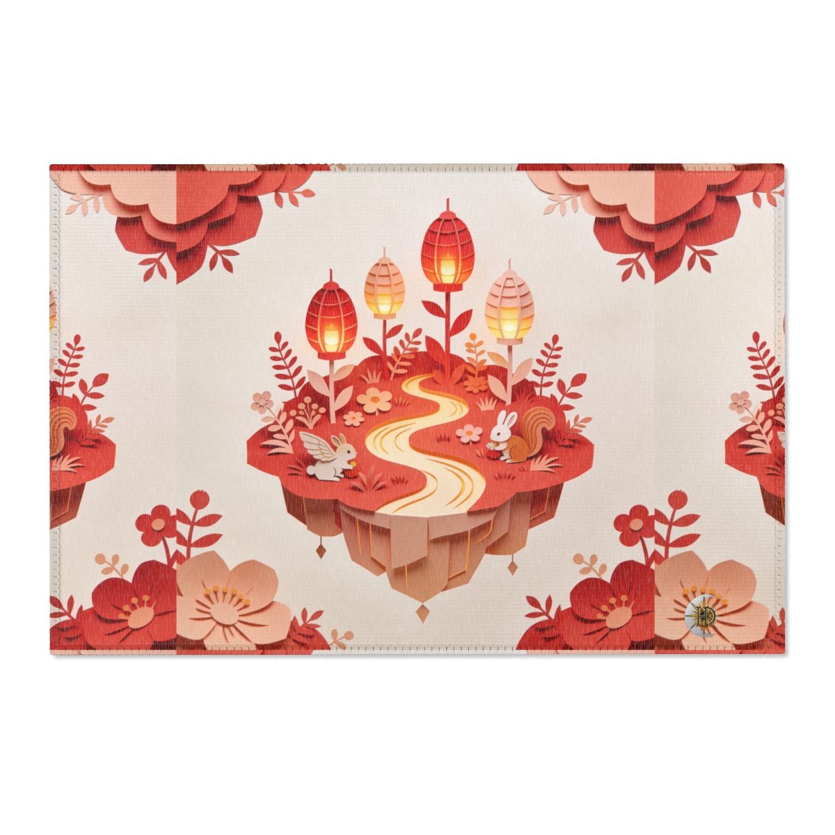 HD Amber Lantern Garden Polyester Chenille Area Rug — additional view