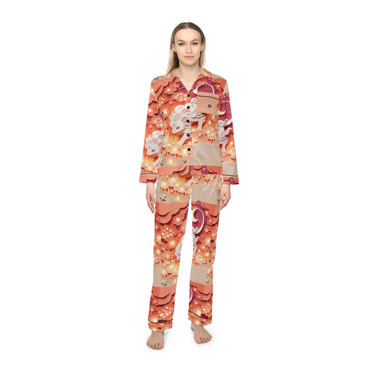 HD Crescent Starpaws Women’s Satin Pajama Set — additional view