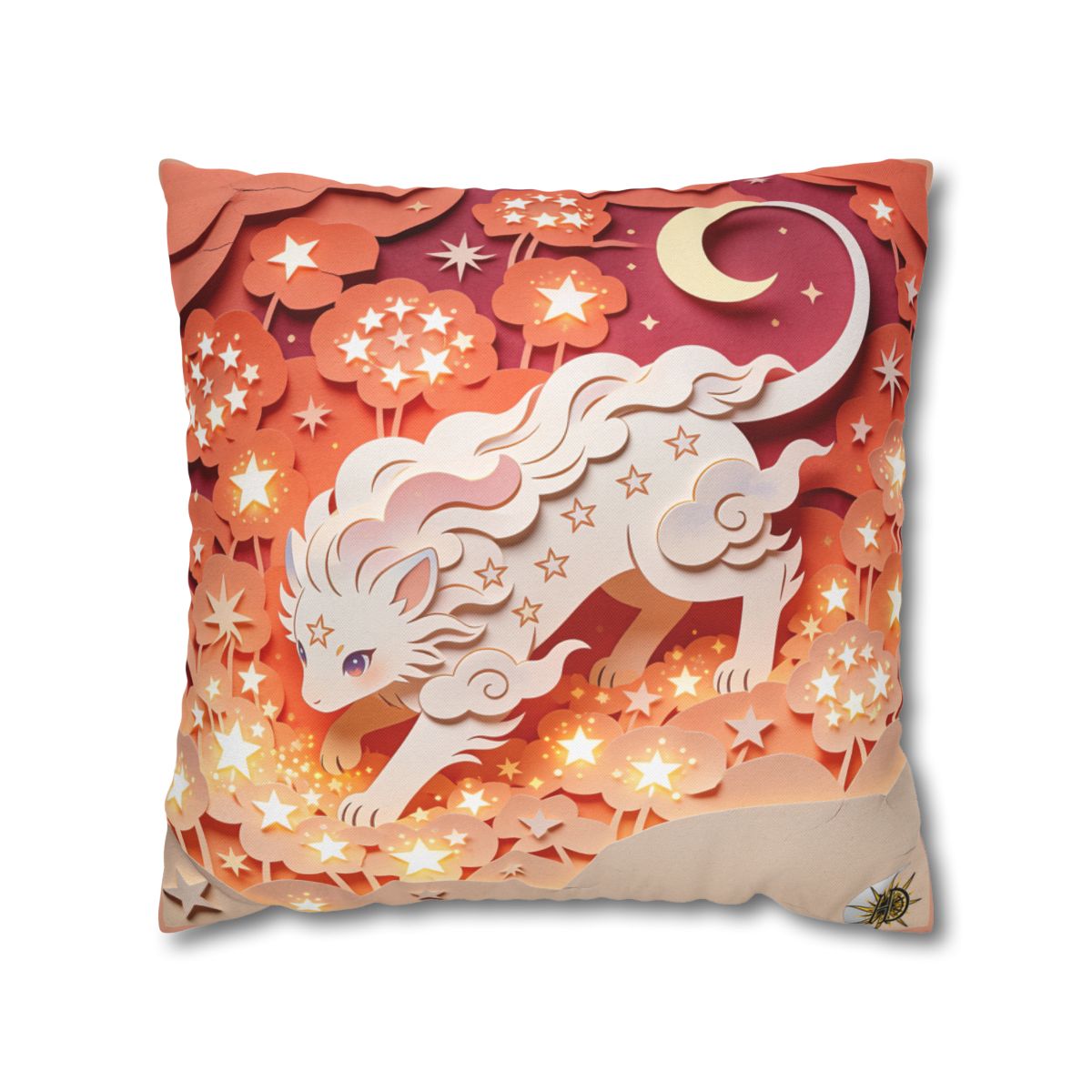 HD Crescent Starpaws Square Polyester Pillow Cover — additional view