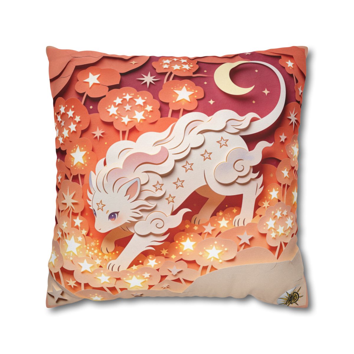HD Crescent Starpaws Square Polyester Pillow Cover — additional view