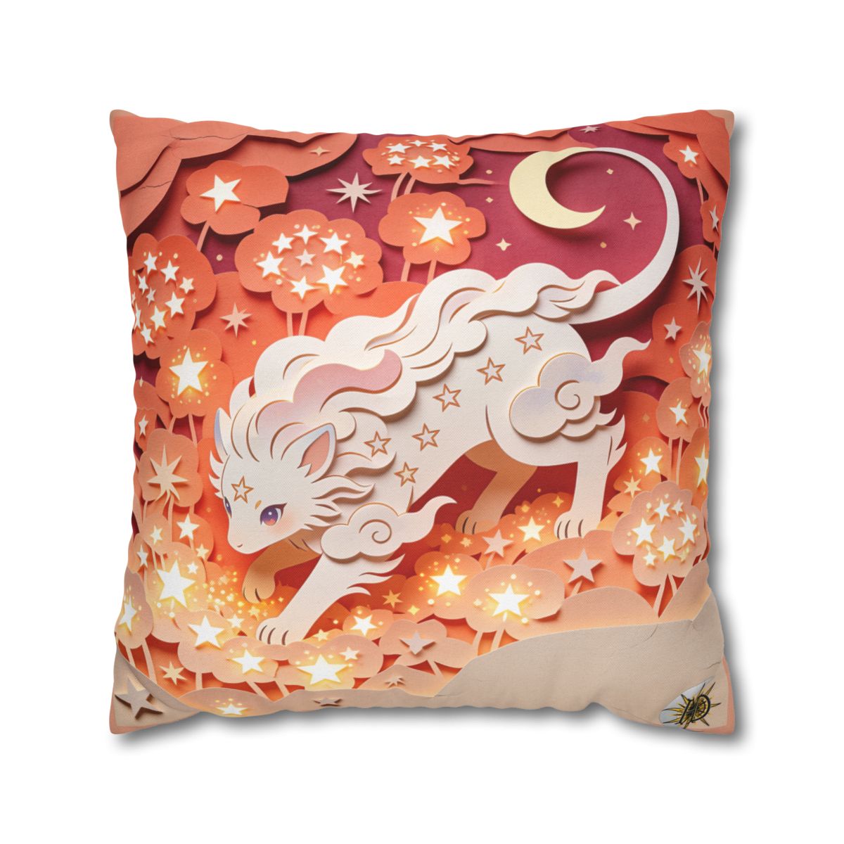 HD Crescent Starpaws Square Polyester Pillow Cover — additional view