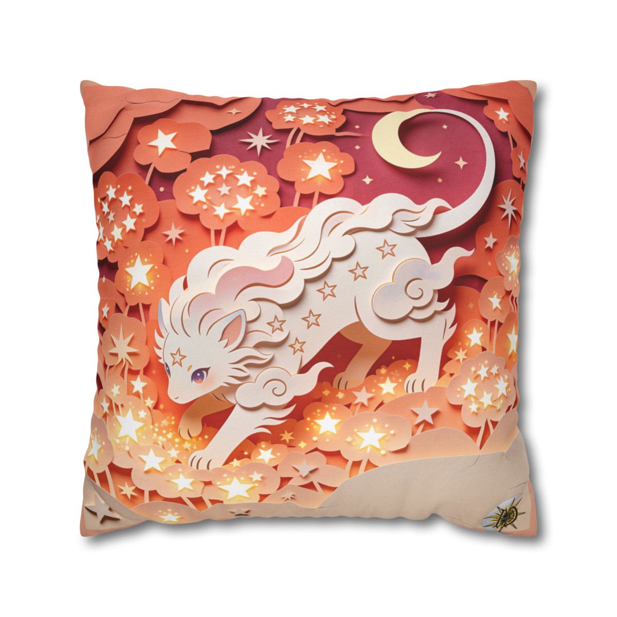 HD Crescent Starpaws Square Polyester Pillow Cover — additional view