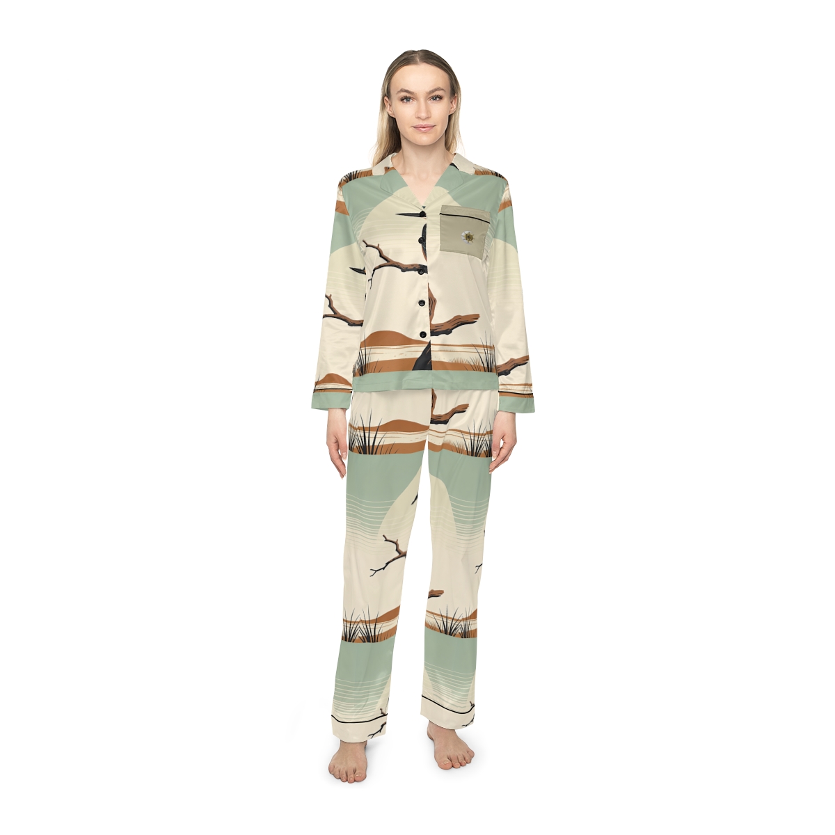 HD Stillwater Kingfisher Women’s Satin Pajama Set — additional view