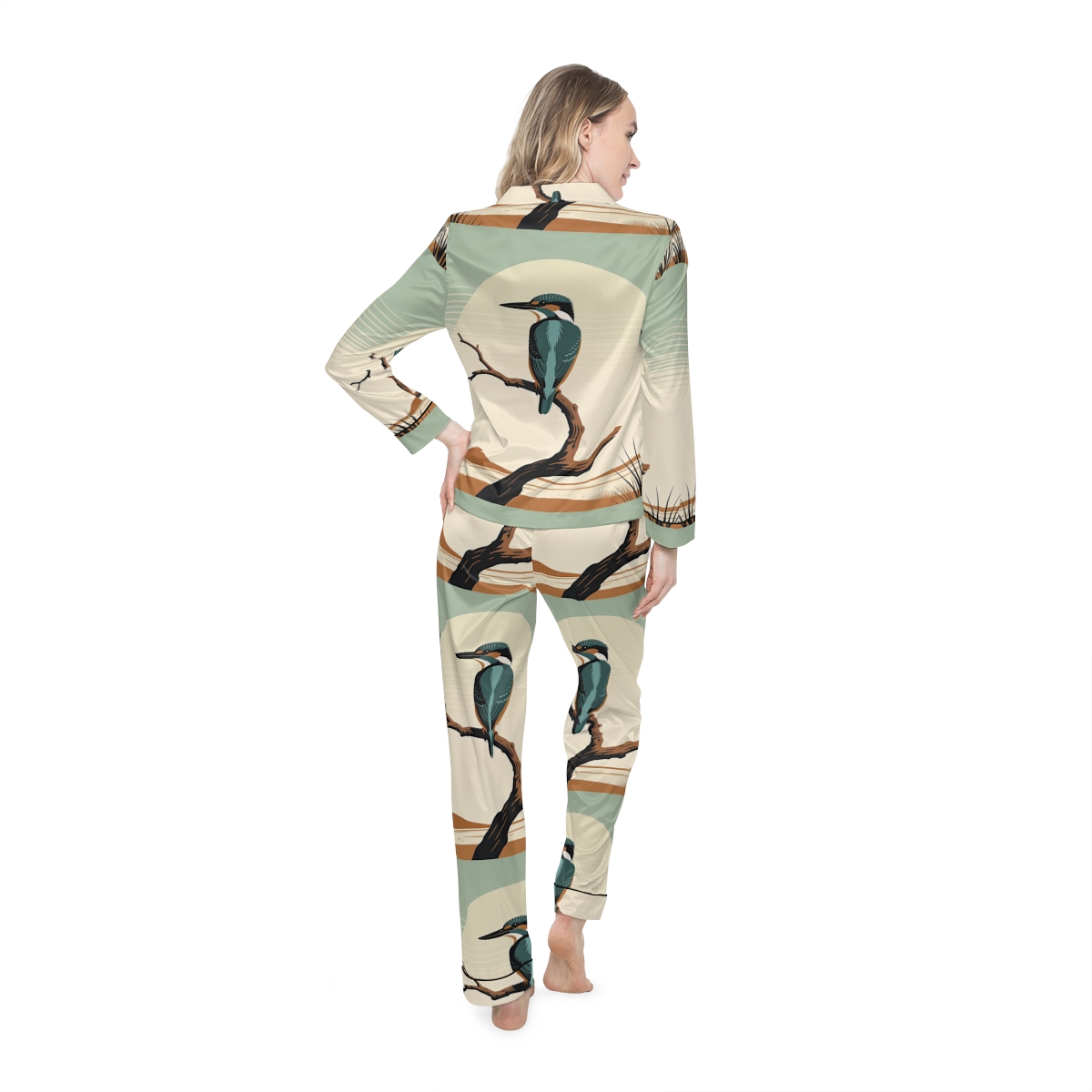 HD Stillwater Kingfisher Women’s Satin Pajama Set — additional view