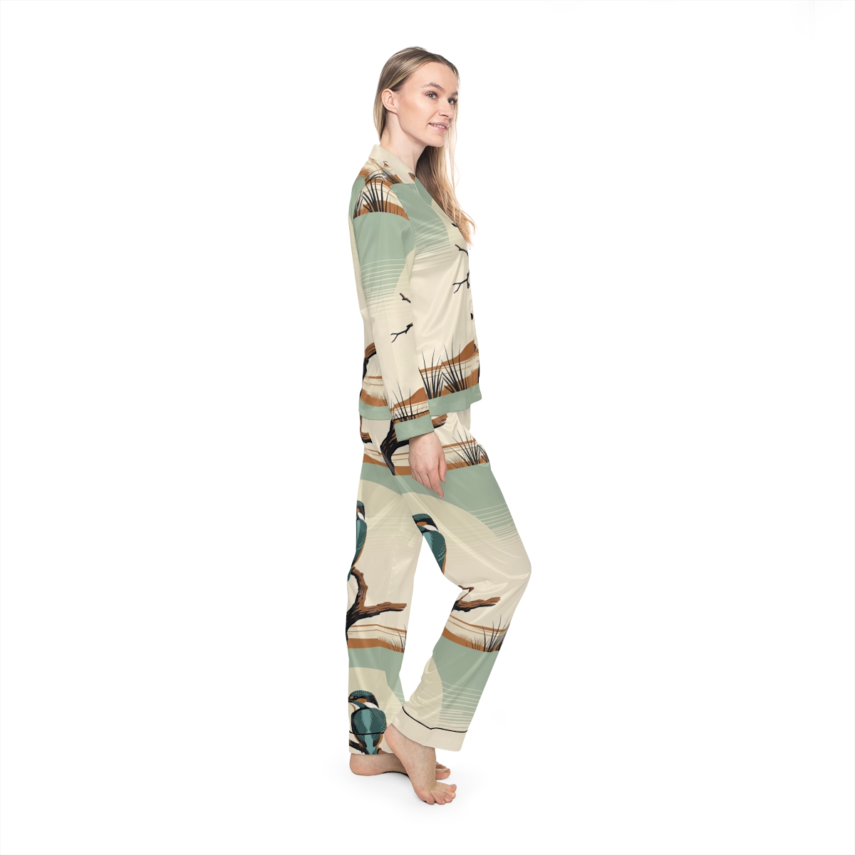 HD Stillwater Kingfisher Women’s Satin Pajama Set — additional view