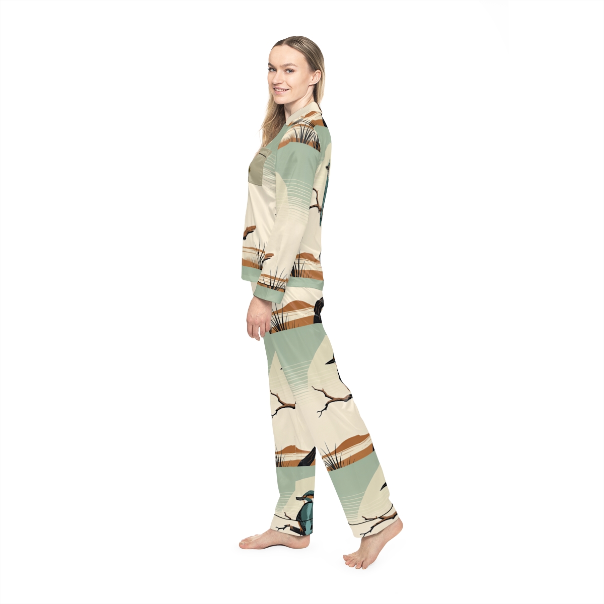 HD Stillwater Kingfisher Women’s Satin Pajama Set — additional view