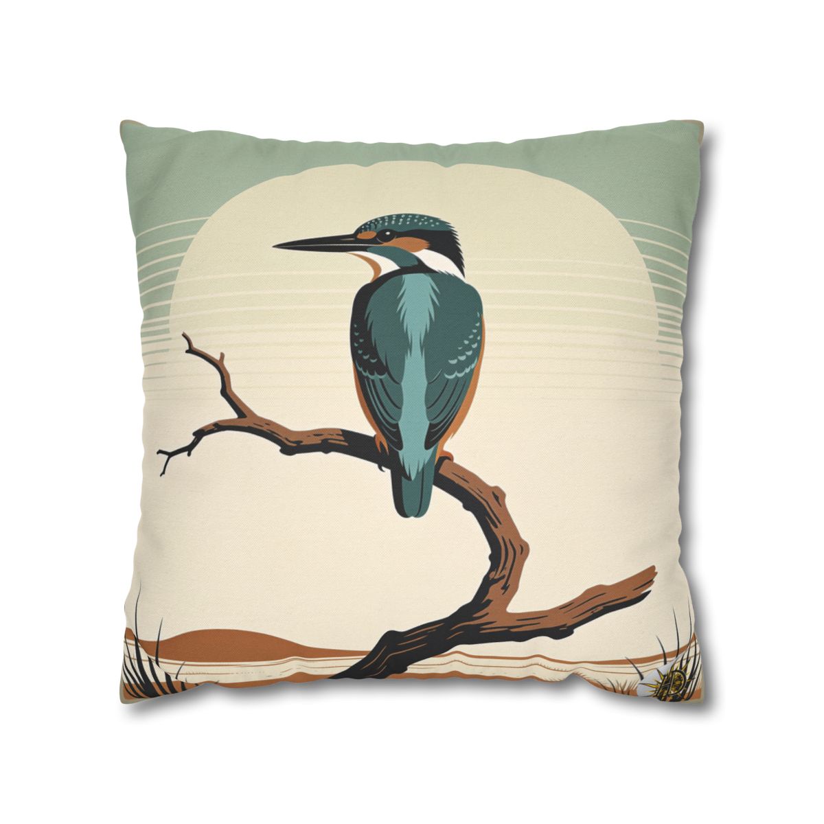 HD Stillwater Kingfisher Square Polyester Pillow Cover — additional view