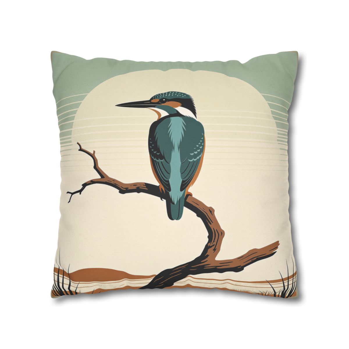 HD Stillwater Kingfisher Square Polyester Pillow Cover — additional view