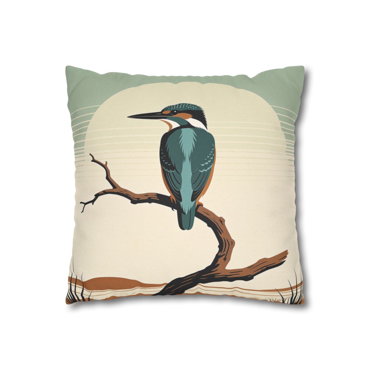 HD Stillwater Kingfisher Square Polyester Pillow Cover — additional view